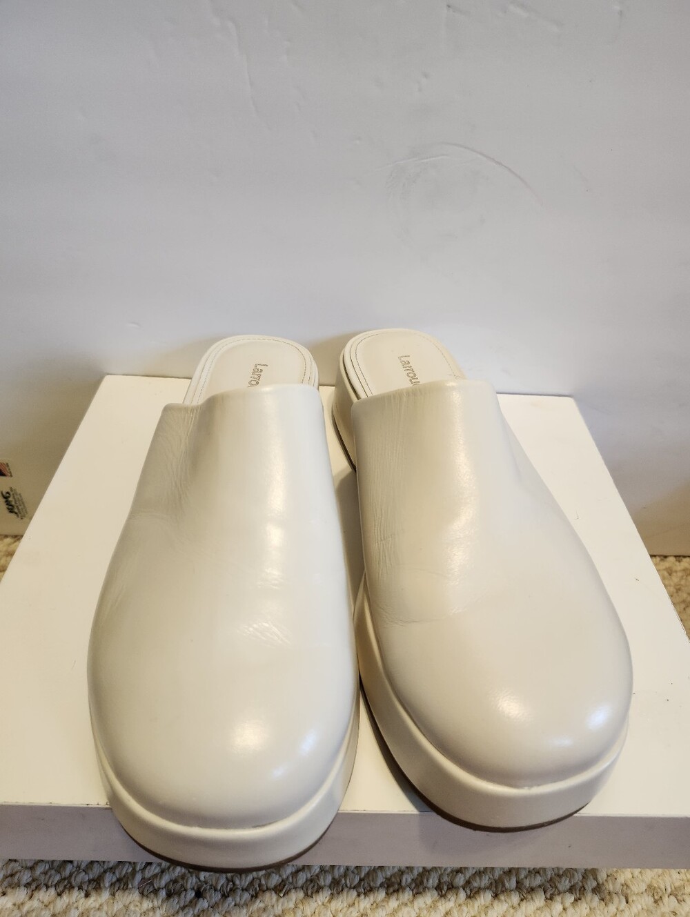 Larroudé "Miso" Cream Leather Platform Clogs /Mules Size 9 Original Retail $315 - Picture 2 of 10